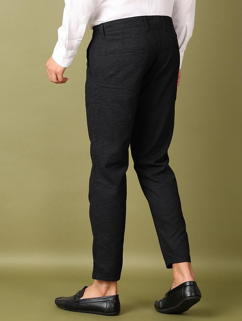 men black solid chinos casual trouser - 21522915 - Standard Image - 3