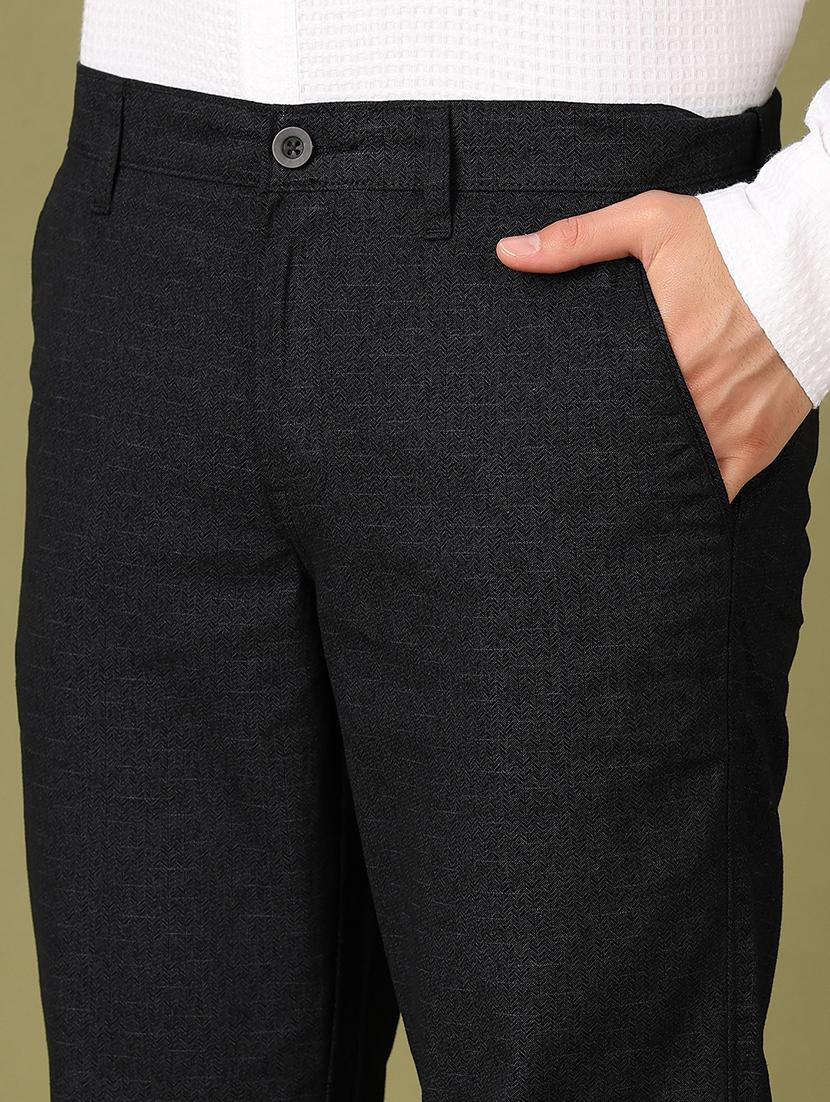 men black solid chinos casual trouser - 21522915 - Standard Image - 5