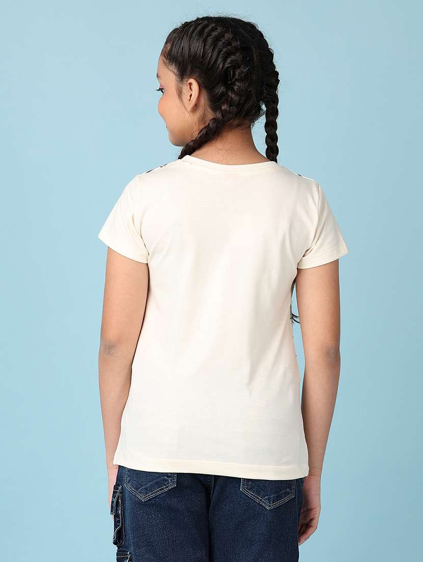 girls printed round neck cotton tee - 21522929 -  Standard Image - 3