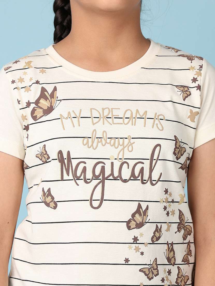 girls printed round neck cotton tee - 21522929 -  Standard Image - 5