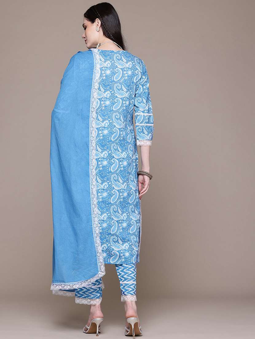 women paisley kurta pant set with dupatta - 21523135 -  Standard Image - 3