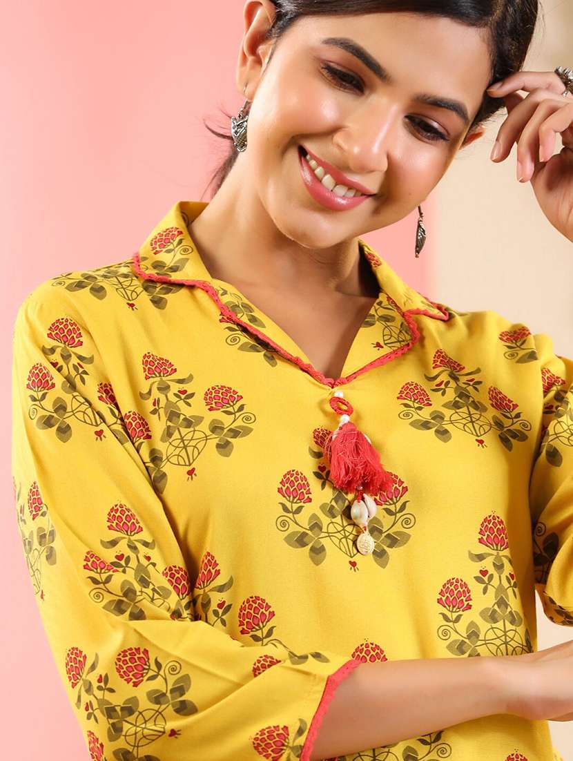 women floral lapel neck kurta salwar set - 21523159 -  Standard Image - 5