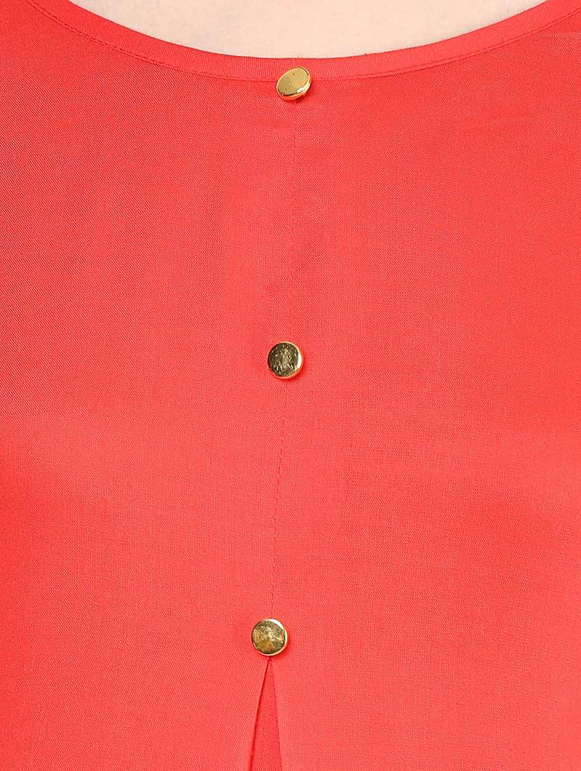women red round neck high-low kurta - 21523211 -  Standard Image - 3