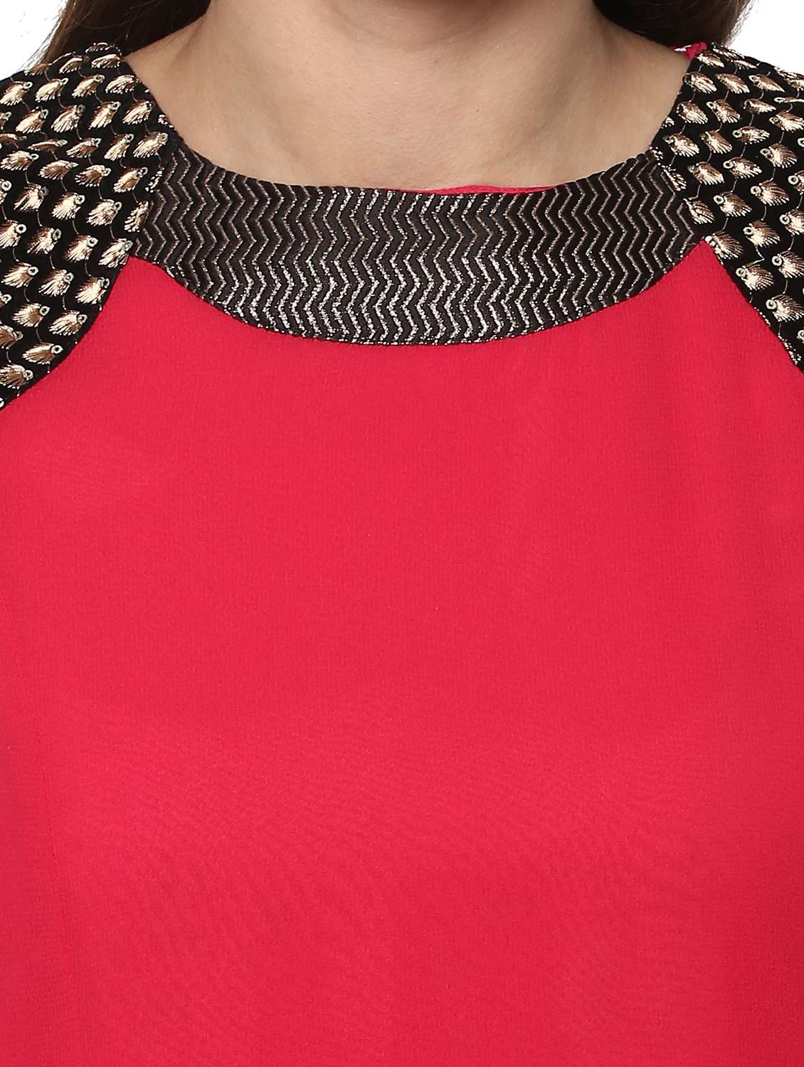 women pink round neck a-line kurta - 21523218 - Standard Image - 3