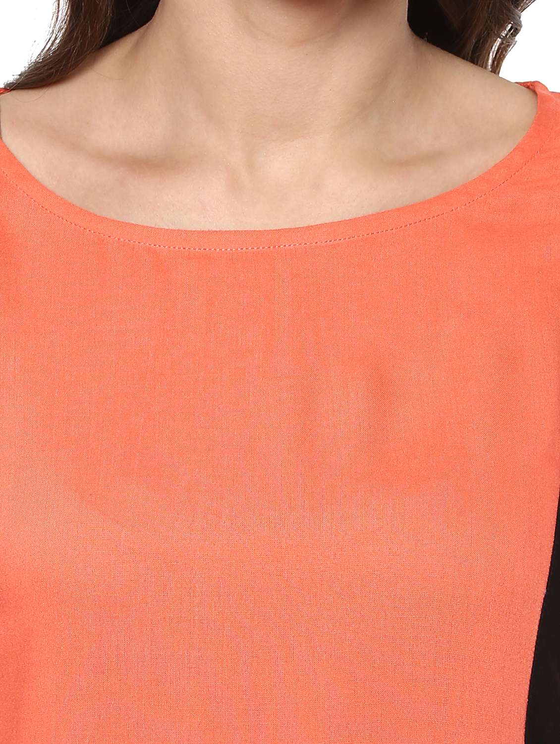 women orange round neck straight kurta - 21523220 -  Standard Image - 3