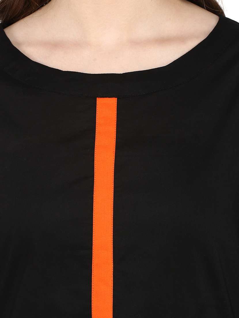 women black round neck straight kurta - 21523227 -  Standard Image - 3