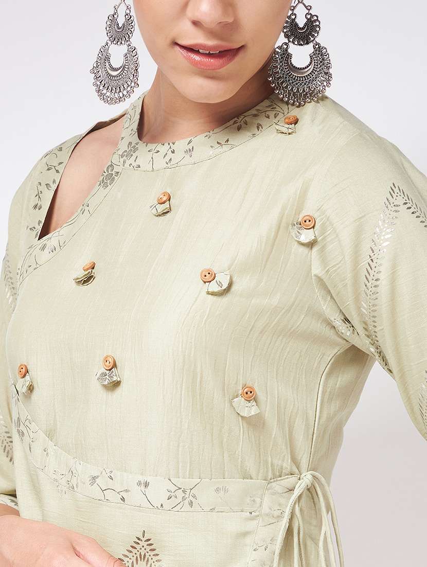 women neo mint key hole neck straight kurta - 21523236 - Standard Image - 5