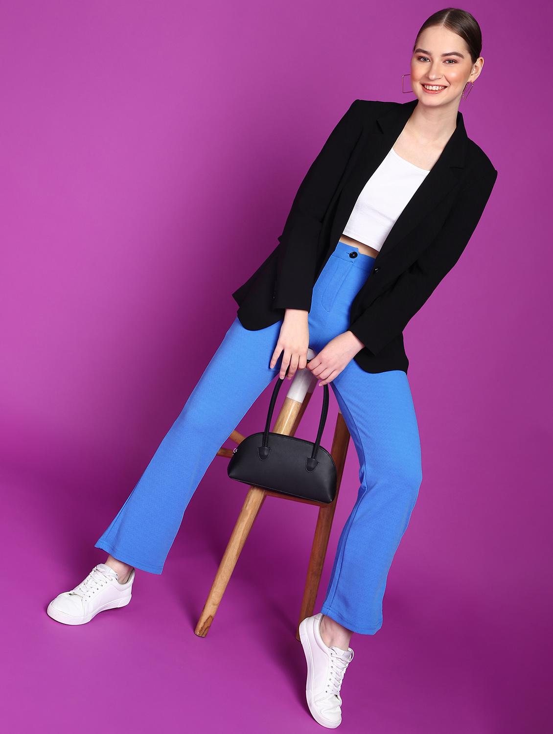 women solid mid rise bootcut trouser - 21523466 - Standard Image - 3