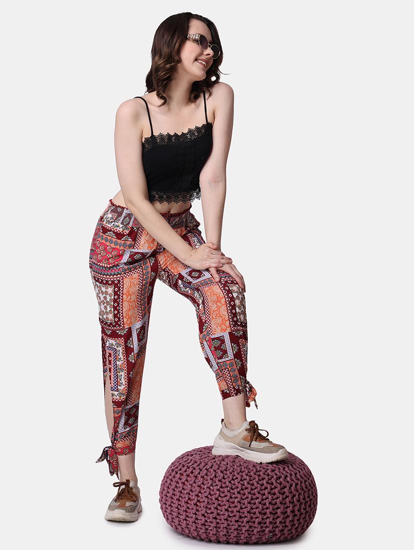 women printed mid rise straight trouser - 21523472 - Standard Image - 5