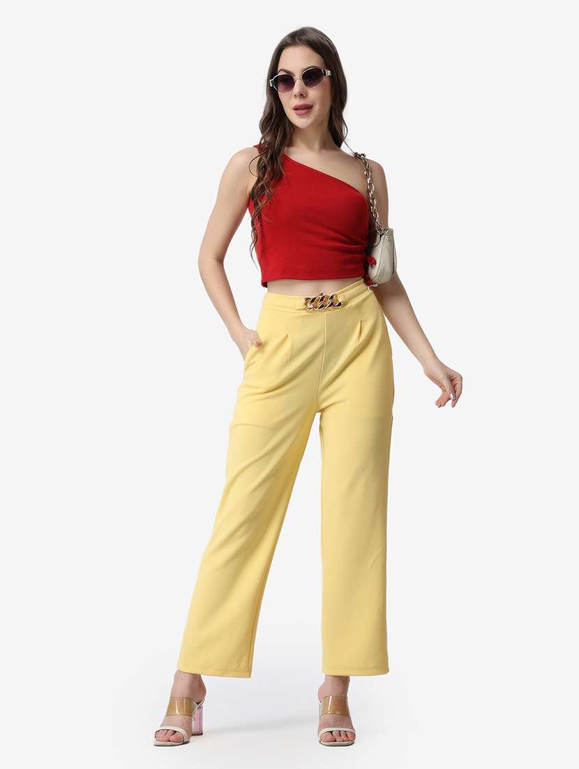 women solid relaxed fit wide leg trouser - 21523501 -  Standard Image - 5