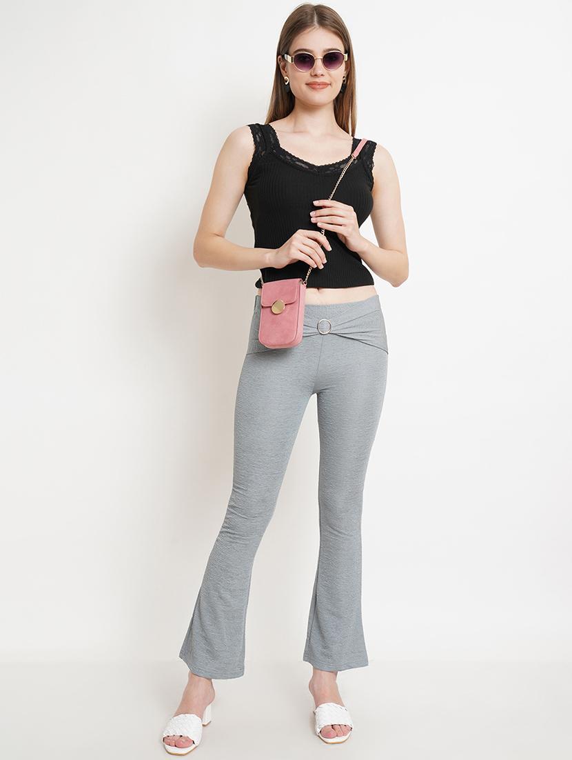 women self design regular fit bootcut trouser - 21523515 - Standard Image - 3