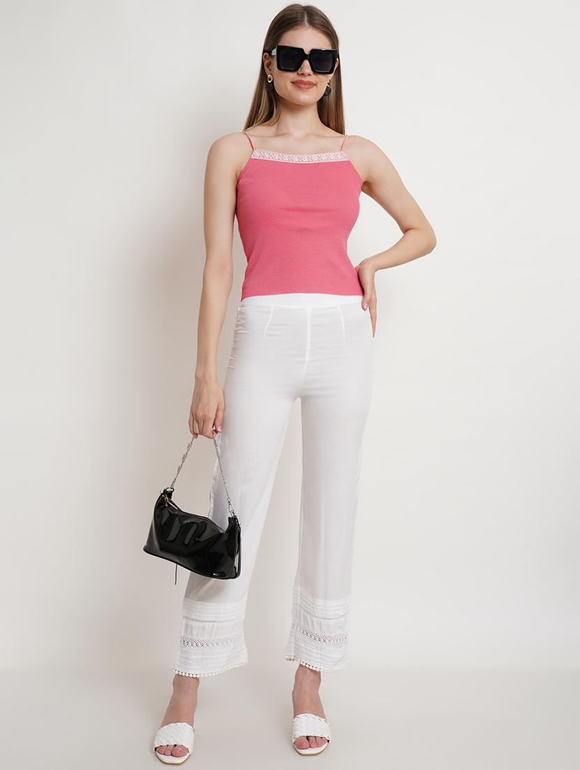women solid relaxed fit peg trouser - 21523526 - Standard Image - 3