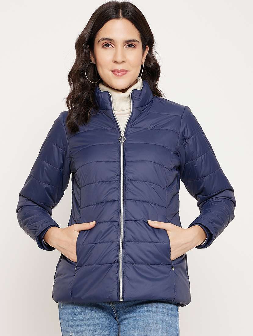 women solid long sleeves quilted jacket - 21523536 -  Zoom Image - 0