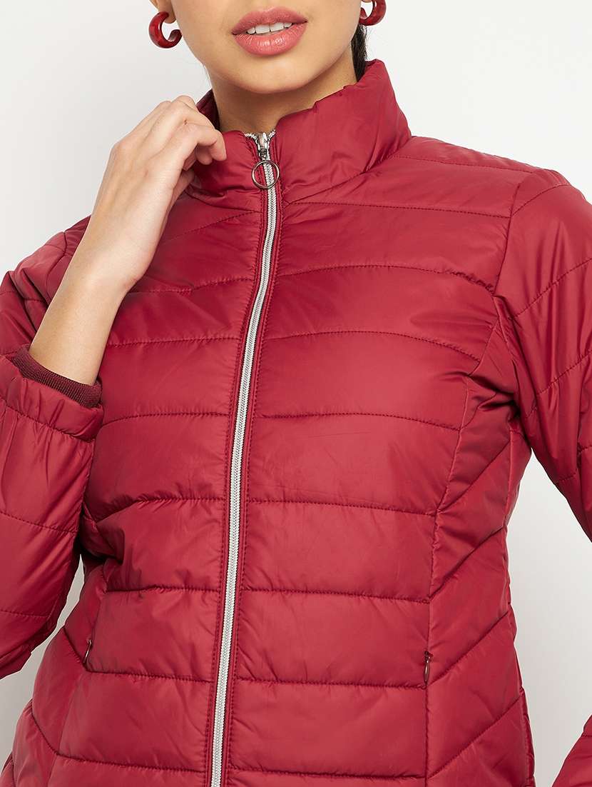 women solid long sleeves quilted jacket - 21523537 -  Standard Image - 3