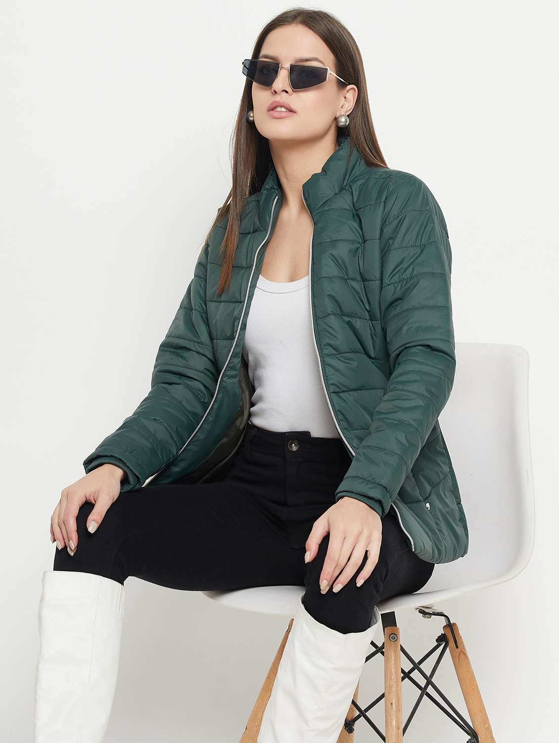 women solid long sleeves bomber jacket - 21523540 -  Standard Image - 3
