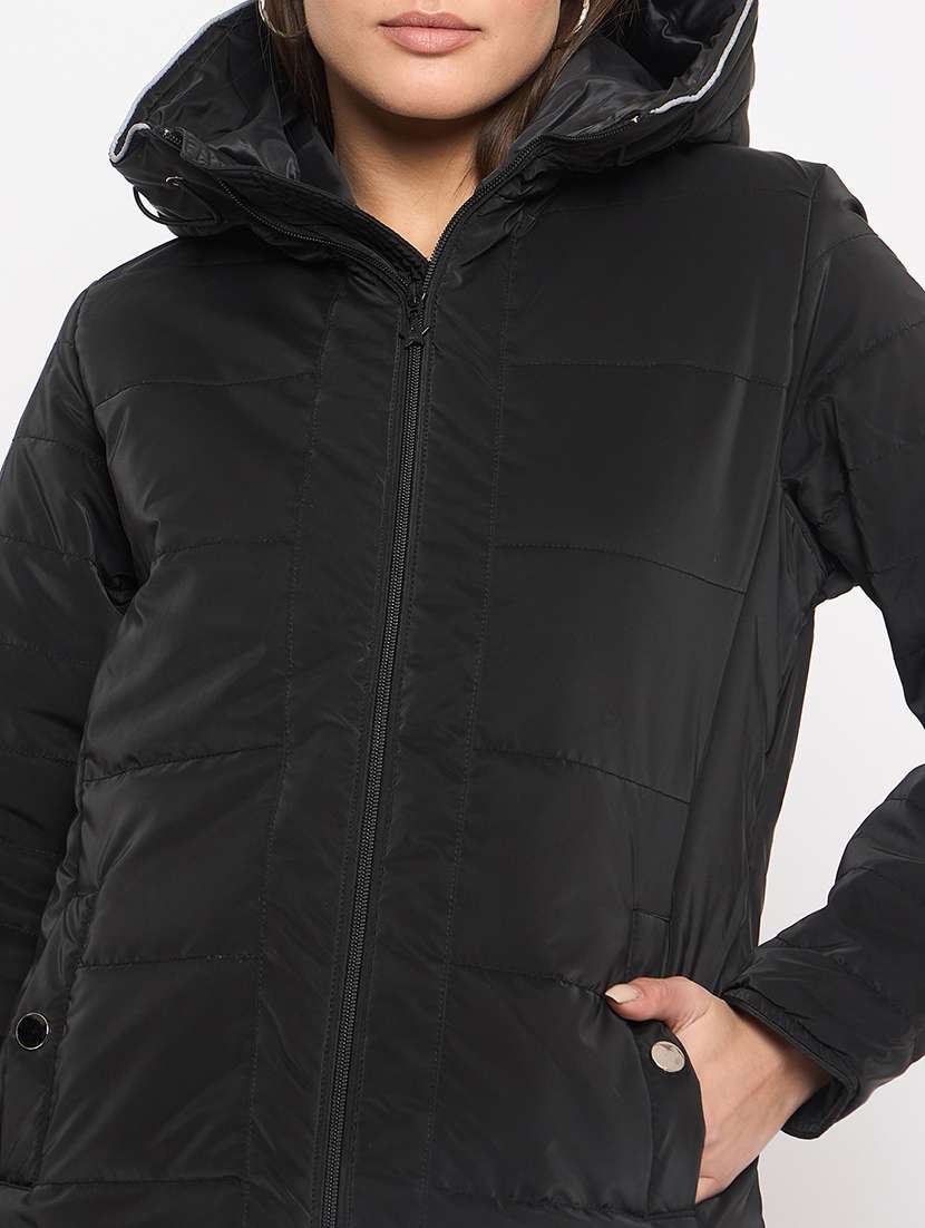 women solid long sleeves quilted jacket - 21523551 -  Standard Image - 3