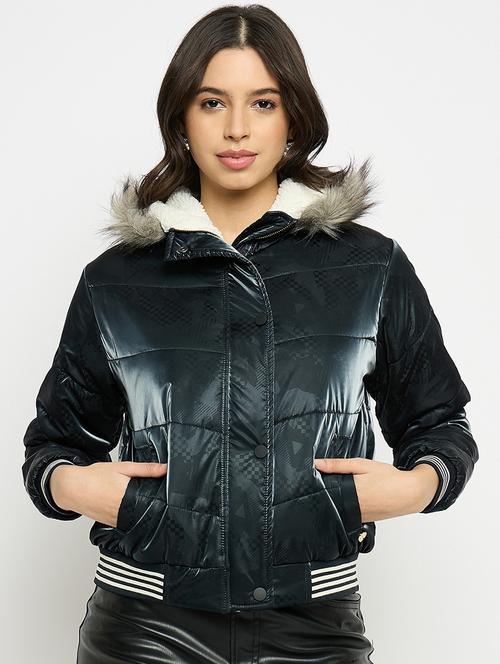 women printed long sleeves quilted jacket - 21523563 - Standard Image - 0