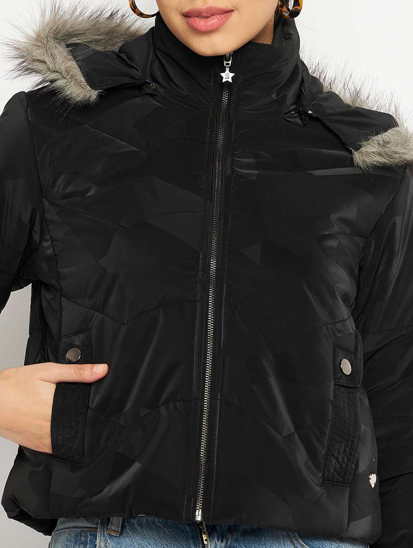 women solid long sleeves quilted jacket - 21523567 -  Standard Image - 3