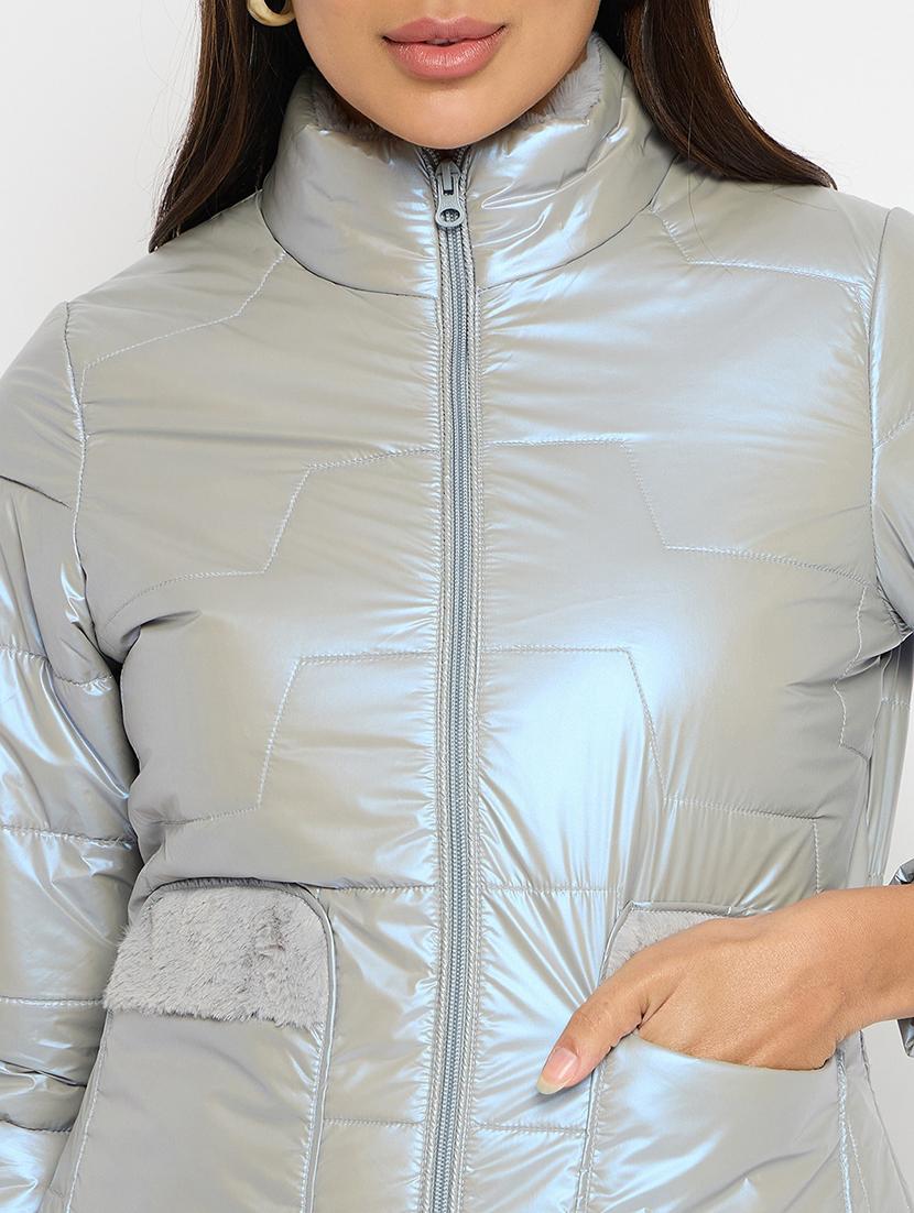 women solid long sleeves bomber jacket - 21523568 - Standard Image - 3