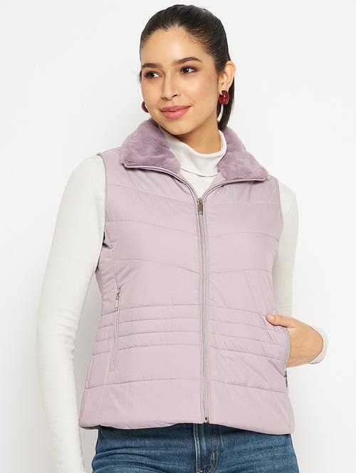 women solid sleeveless bomber jacket - 21523571 -  Standard Image - 0