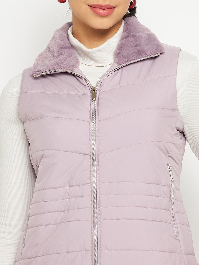 women solid sleeveless bomber jacket - 21523571 - Standard Image - 3
