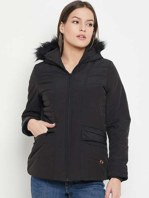 women solid long sleeves quilted jacket - 21523579 - Standard Image - 0