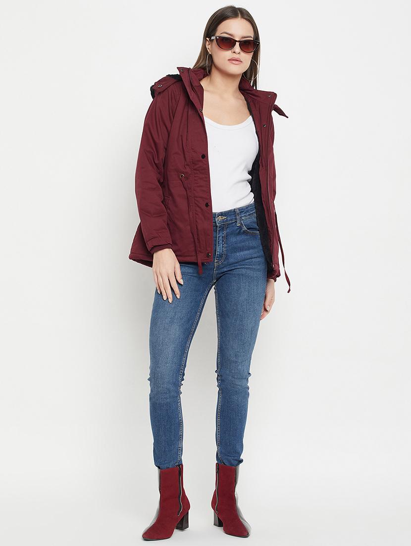 women solid long sleeves quilted jacket - 21523581 - Standard Image - 3