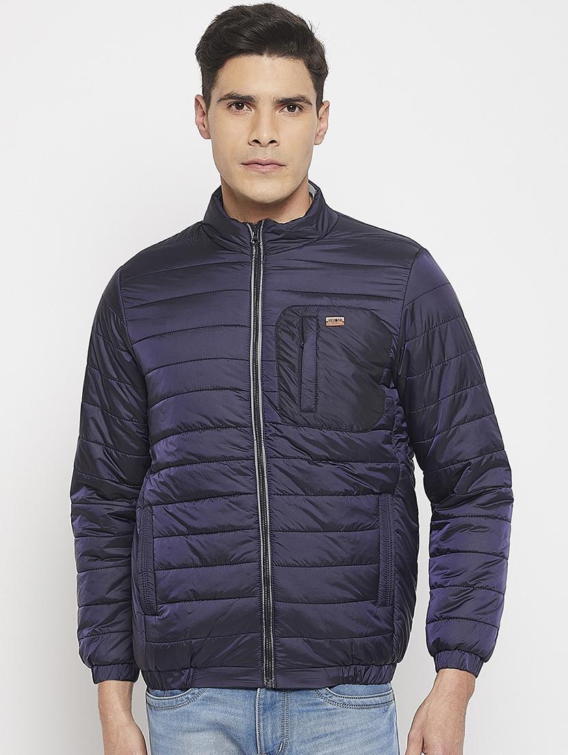 men navy blue polyester quilted jacket - 21523672 - Zoom Image - 0