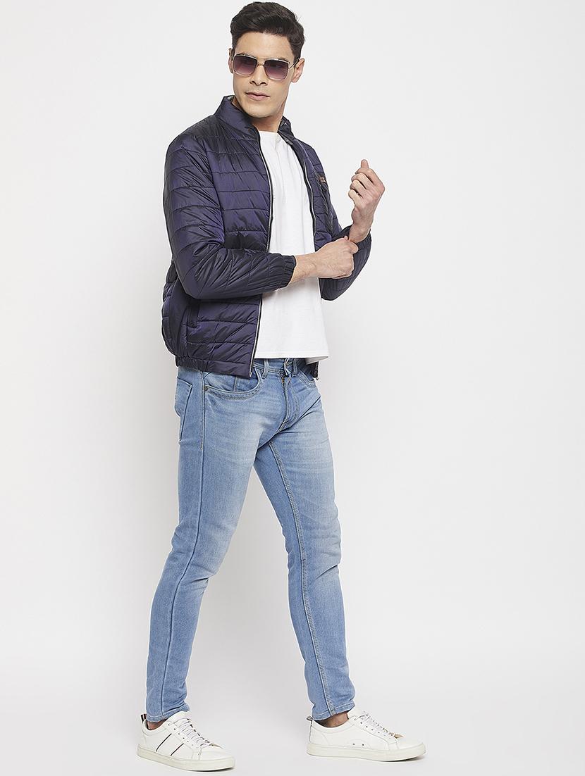 men navy blue polyester quilted jacket - 21523672 - Standard Image - 3