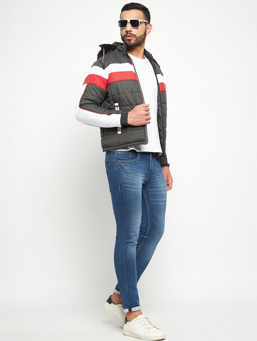 men long sleeve color block quilted jacket - 21523694 - Standard Image - 3