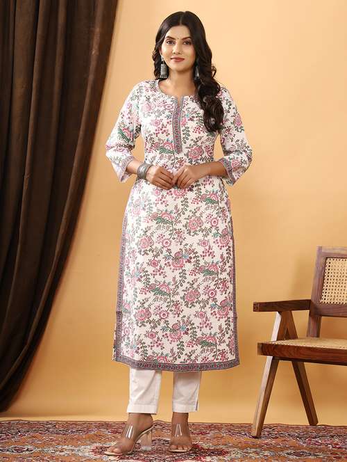 women floral printed straight kurta