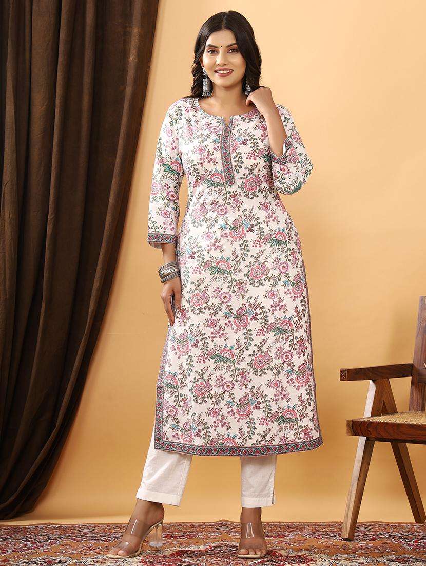 women floral printed straight kurta - 21523703 -  Standard Image - 5