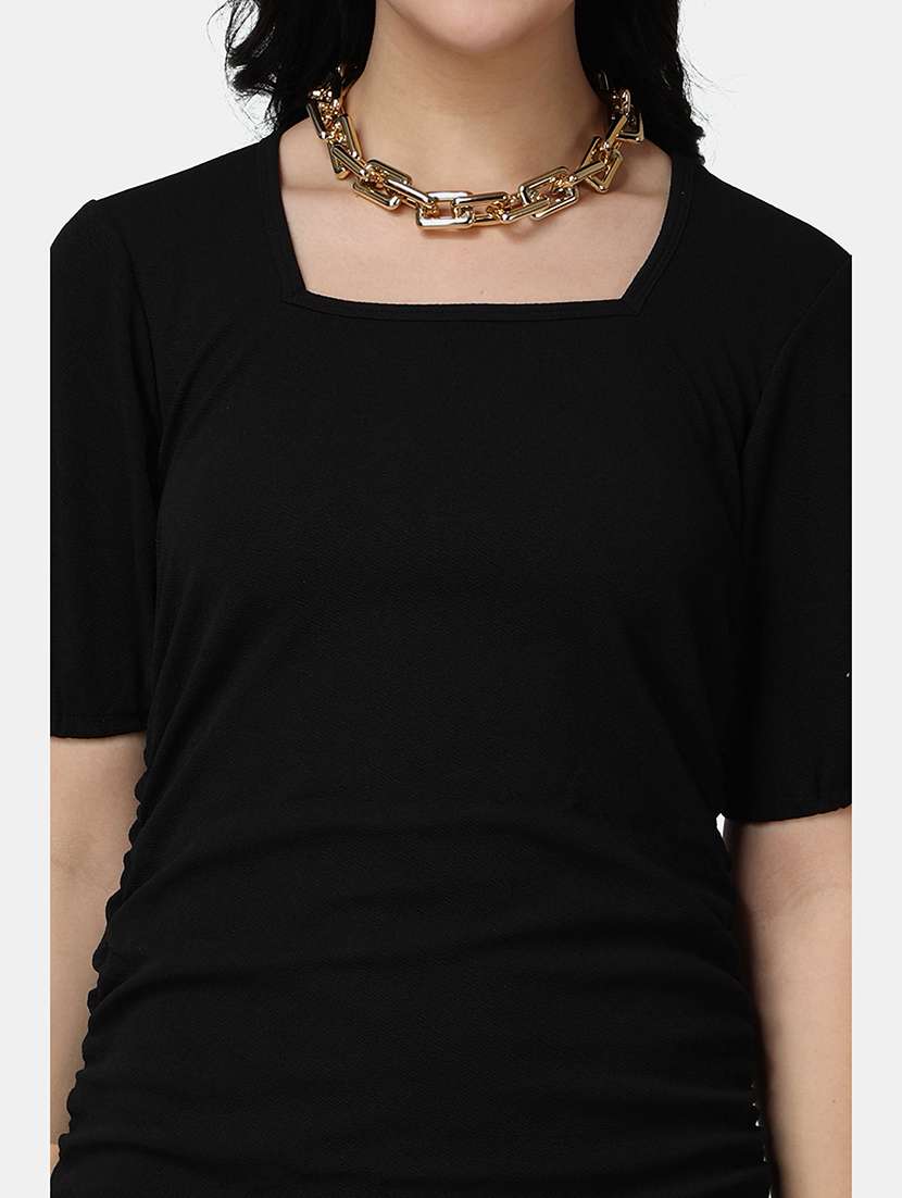 women solid sleeveless ruched dress - 21523782 -  Standard Image - 5