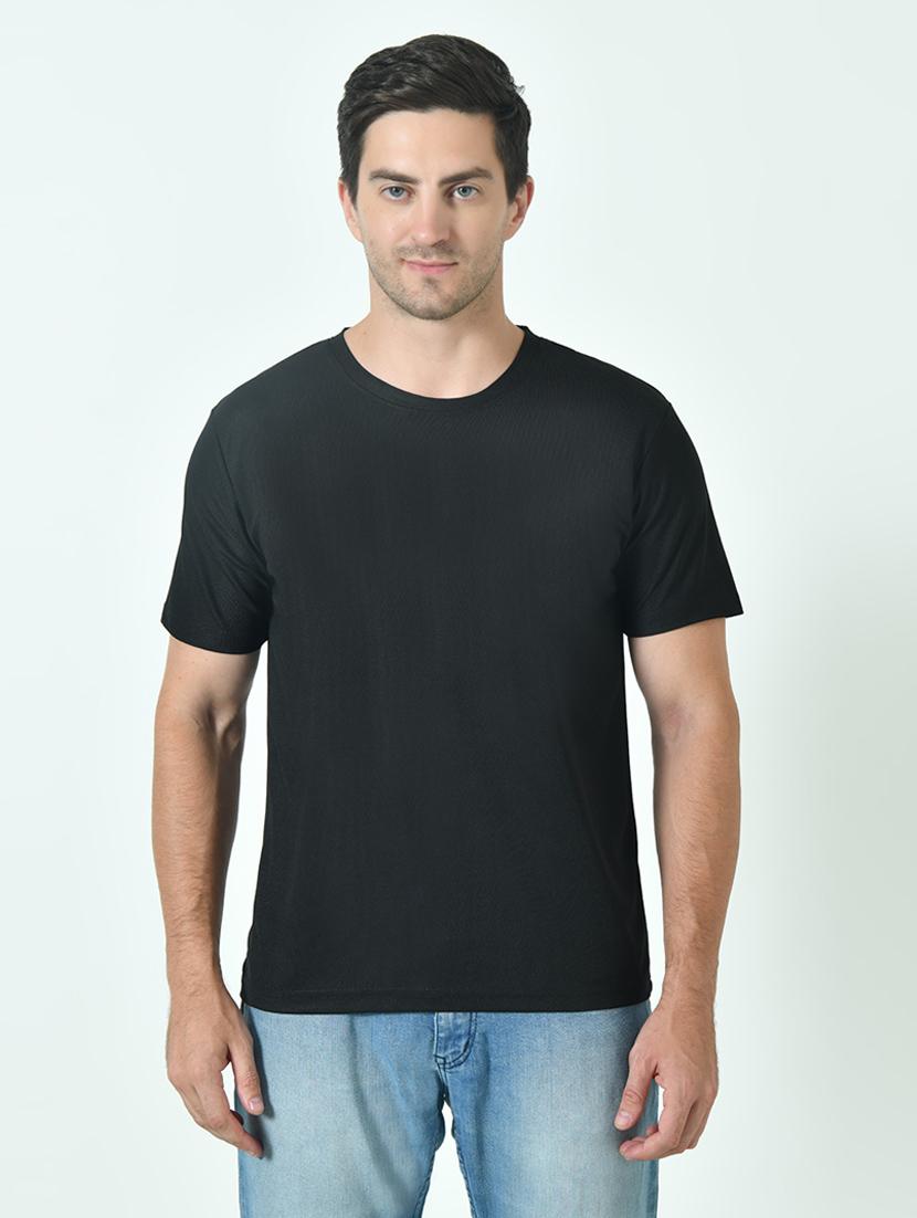 men black poly cotton plain t-shirt - 21523909 - Zoom Image - 0