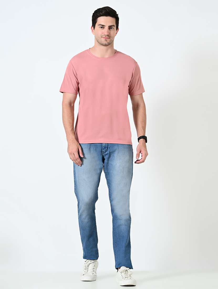 men pink poly cotton plain t-shirt - 21523913 -  Standard Image - 3