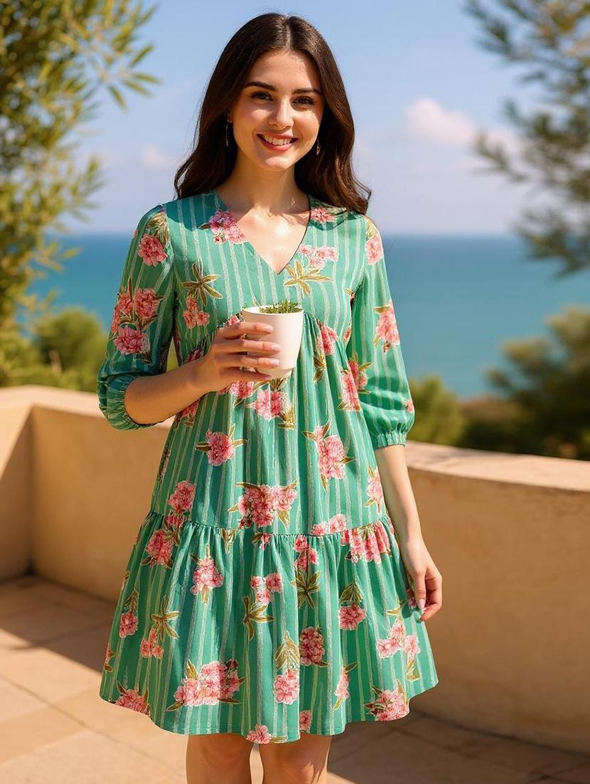 women floral print tiered dress - 21523927 - Zoom Image - 0