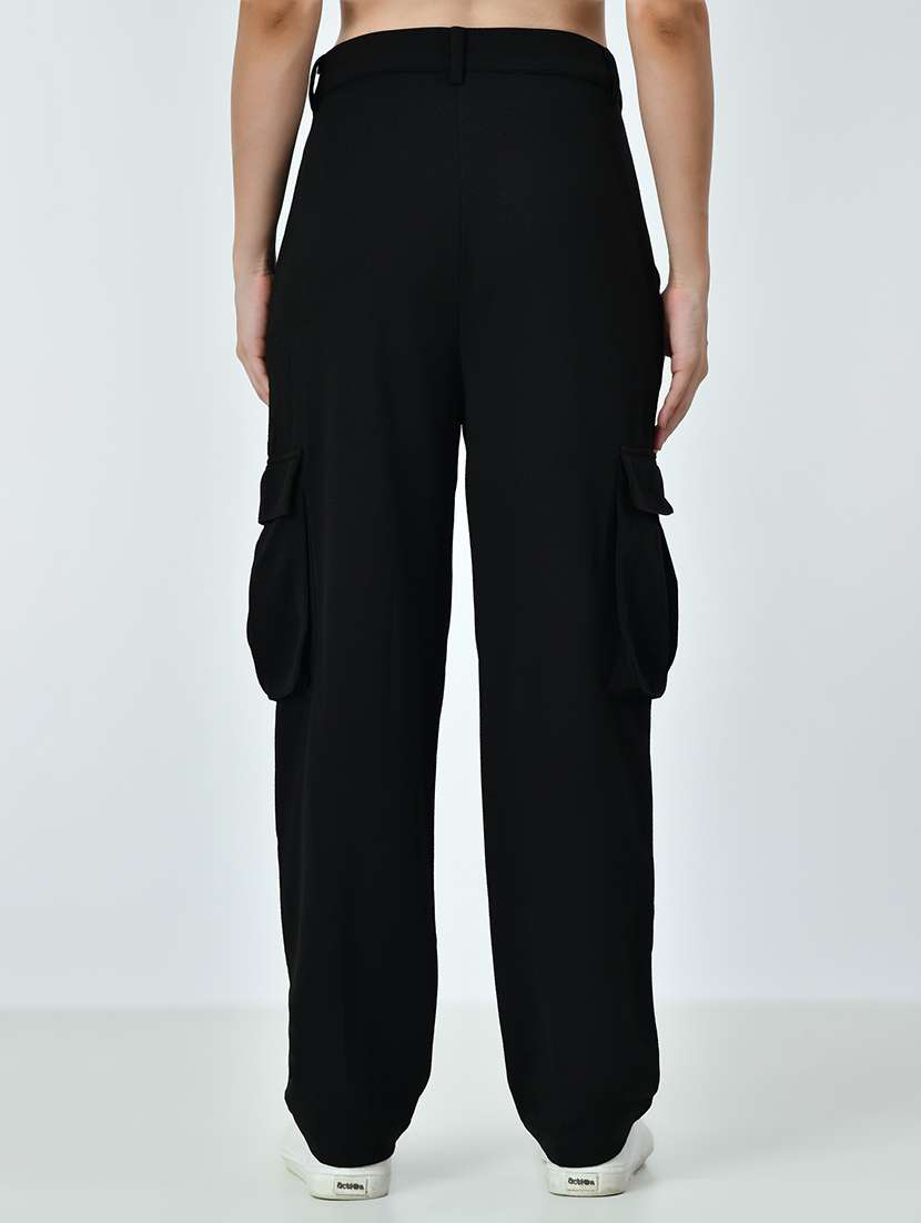 women solid high rise cargo pant - 21523992 -  Standard Image - 3