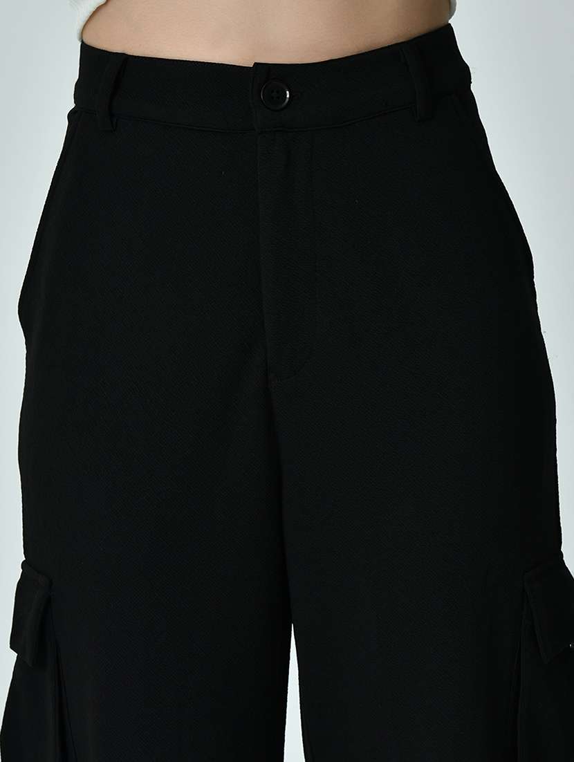 women solid high rise cargo pant - 21523992 -  Standard Image - 5