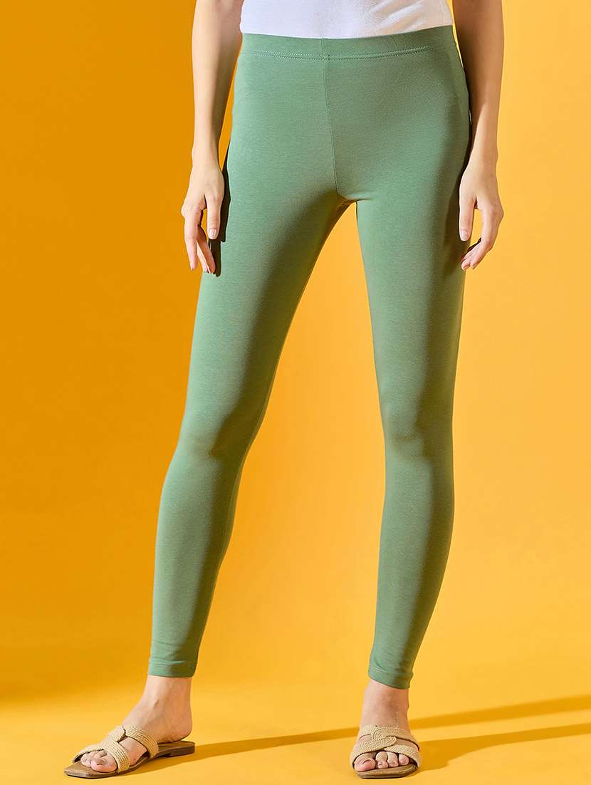 women green cotton leggings
