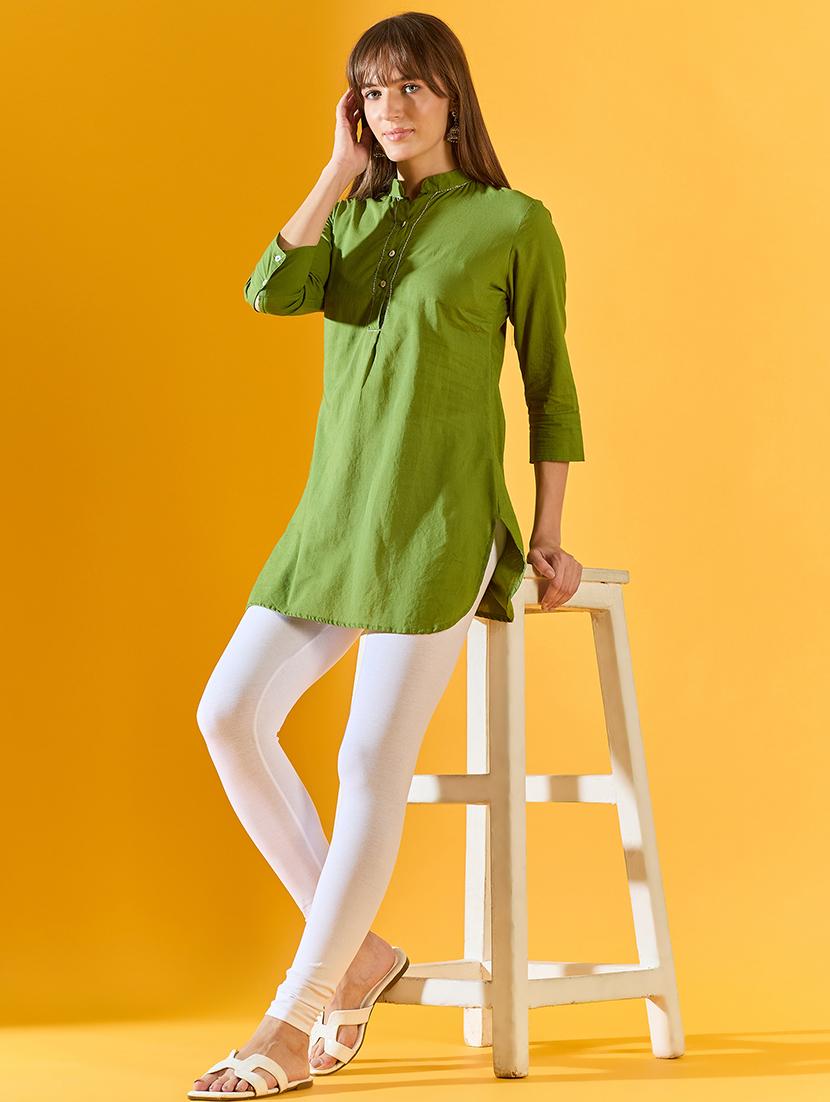 women white cotton leggings - 21524020 - Standard Image - 3