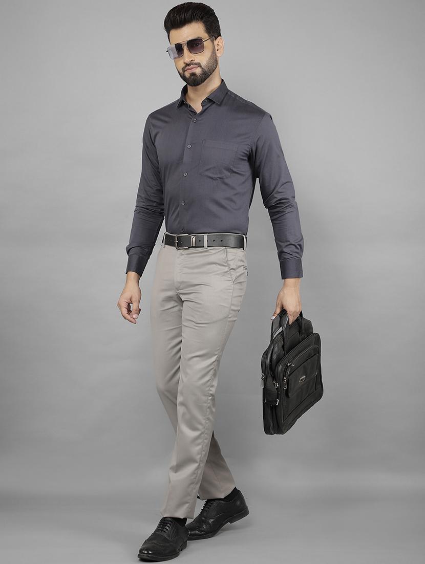 men grey flat front formal trouser - 21524039 - Standard Image - 5