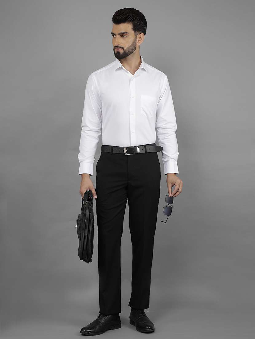 men white solid formal shirt - 21524056 - Standard Image - 5