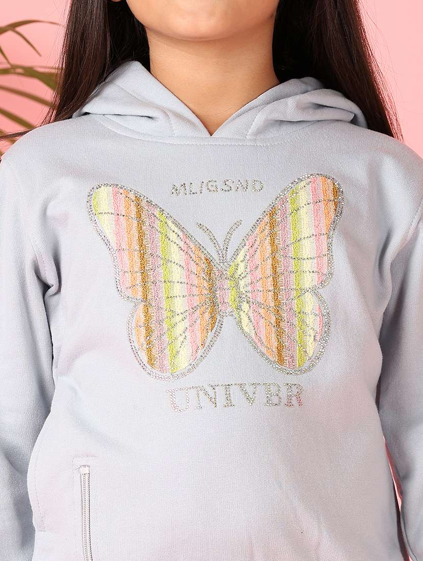 girls printed long sleeve hooded sweatshirt - 21524062 -  Standard Image - 5