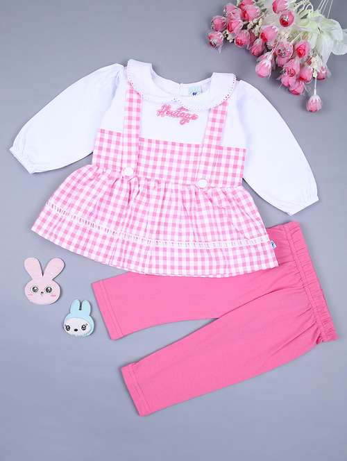 girlss checkered casual wear full length set - 21524066 -  Standard Image - 0