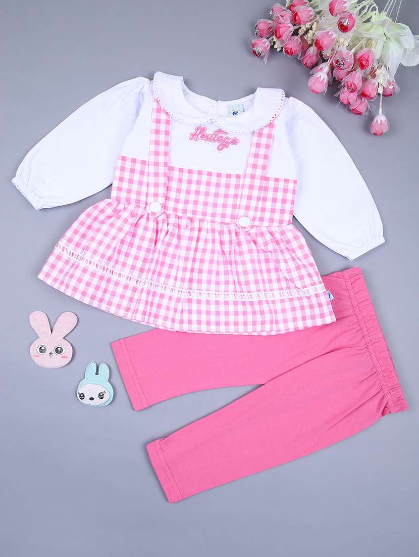 girlss checkered casual wear full length set - 21524066 -  Zoom Image - 0