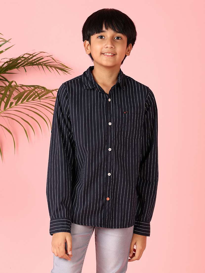 boys striped long sleeve casual shirt