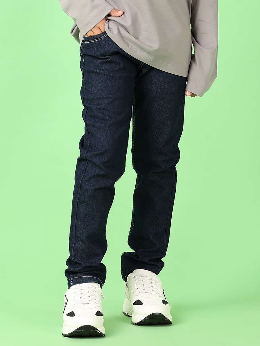boys solid mid rise jeans