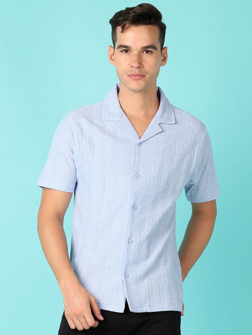 men short sleeves self design casual shirt - 21524169 - Standard Image - 0