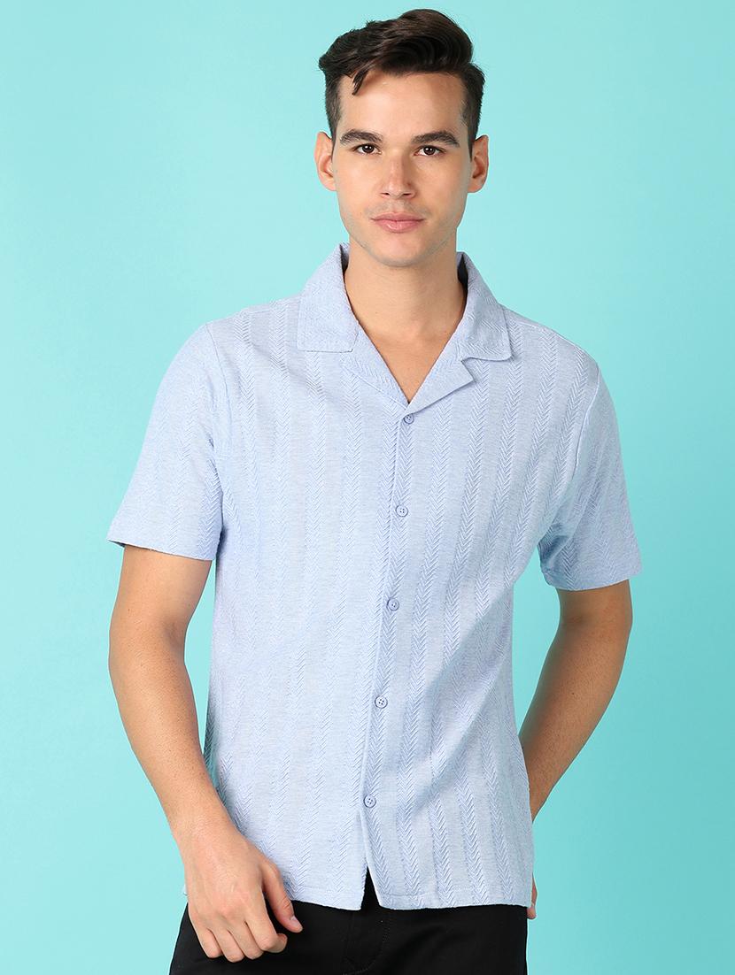 men short sleeves self design casual shirt - 21524169 - Zoom Image - 0