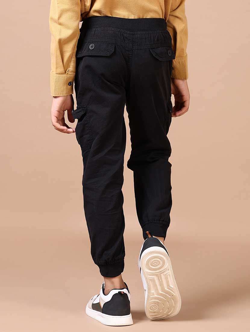 boys black solid mid rise jogger - 21524171 -  Standard Image - 3